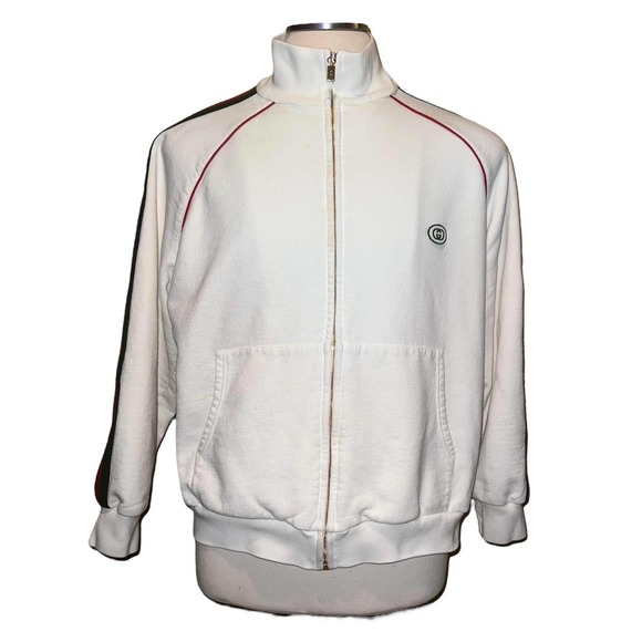 Gucci Jersey Zip-Up Sweatshirt Jacket With Green Red Web Stripe Large - Picture 2 of 16